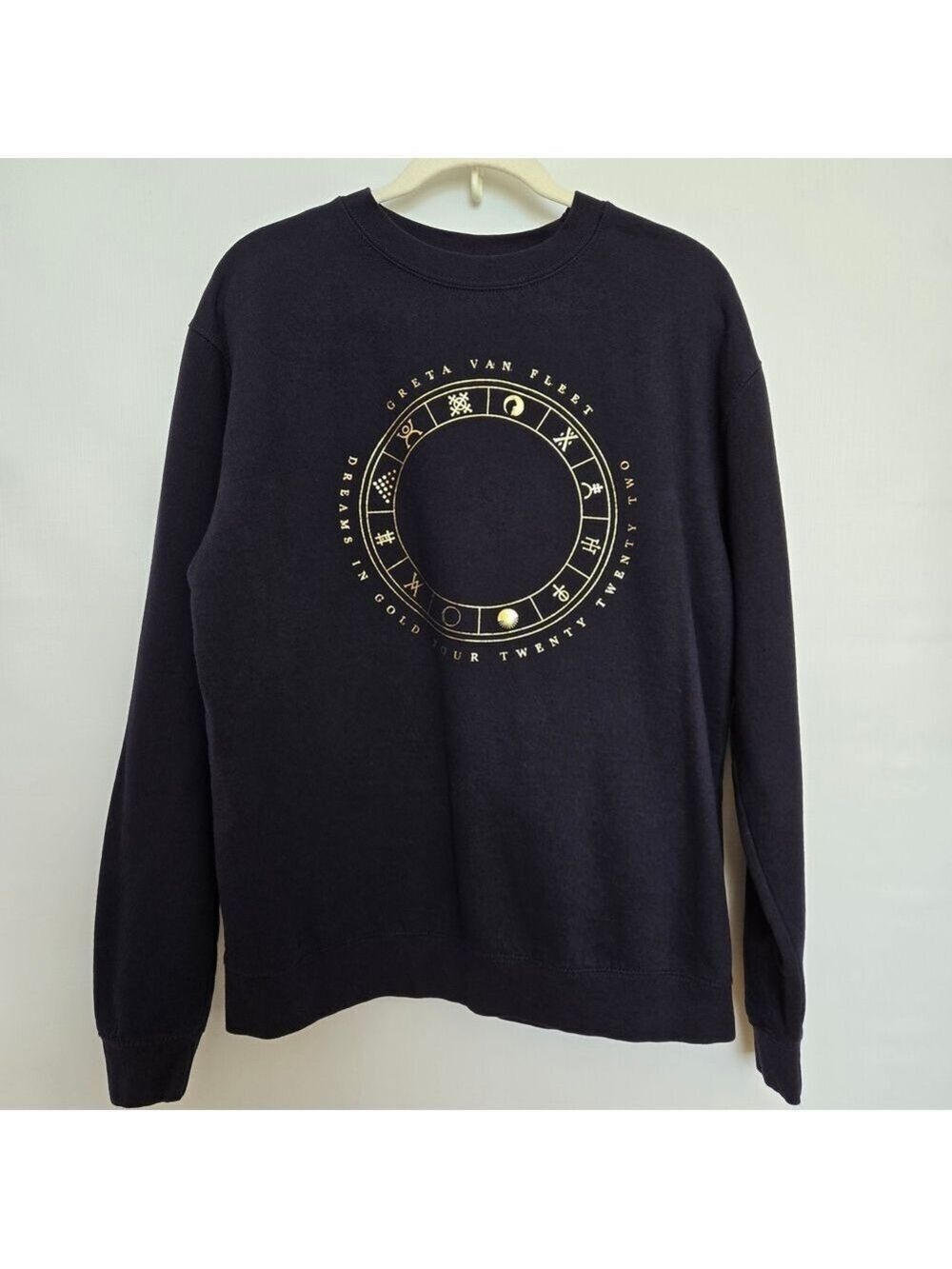 GRETA VAN FLEET CONCERT SWEAT SHIRT NAVY BLUE GOLD GRAPHIC MEN WOMEN LARGE
